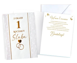 Kartka z życzeniami na 1 Rocznicę ślubu Papierowa Rocznica Ślubu