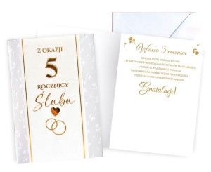 Kartka z życzeniami na 5 Rocznicę ślubu Drewniana Rocznica Ślubu