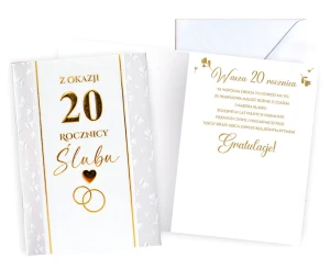 Kartka z życzeniami na 20 Rocznicę ślubu Porcelanowa Rocznica Ślubu 