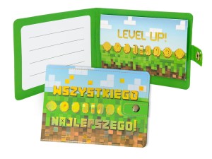 Portfelik z życzeniami Minecraft – kartka na pieniądze lub bon
