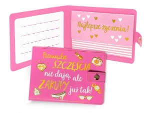 Portfelik z życzeniami na bon lub pieniądze