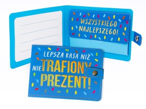 Portfel kartka na pienądze z życzeniami na prezent