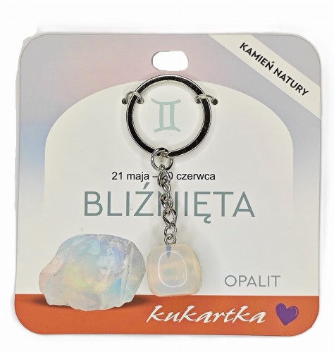 Brelok do kluczy z kamieni naturalnych opalit Bliźnięta.jpg