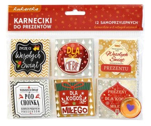 Karneciki bileciki zawieszki 12 szt do pakowania prezentów samoprzylepne