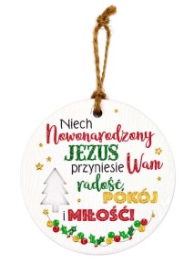 Ceramiczna zawieszka świąteczna z życzeniami na prezent