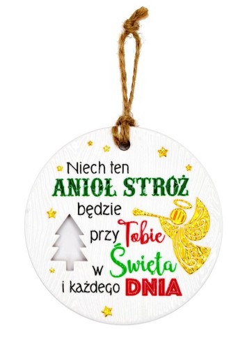 Ceramiczna zawieszka świąteczna z życzeniami Anioł stróż.jpeg