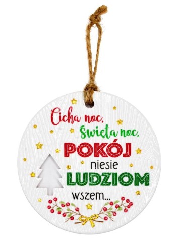 Ceramiczna zawieszka świąteczna z życzeniami cicha noc.jpeg