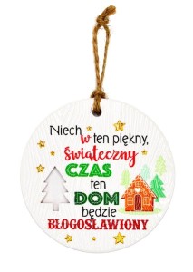Ceramiczna zawieszka świąteczna z życzeniami błogosławieństwa
