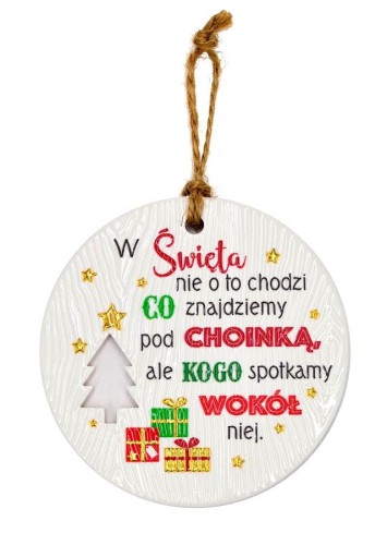 Ceramiczna zawieszka świąteczna z życzeniami choinka.jpeg