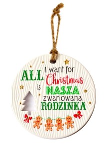 Ceramiczna zawieszka świąteczna bombka Zwariowana Rodzinka