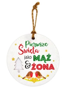 Ceramiczna zawieszka świąteczna bombka Pierwsze święta jako Żona i mąż