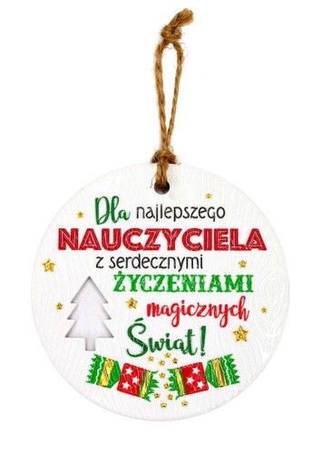 Ceramiczna zawieszka świąteczna z życzeniami dla nauczyciela.jpeg