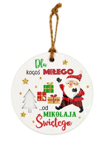 Ceramiczna zawieszka świąteczna z życzeniami dla kogoś miłoego.jpeg
