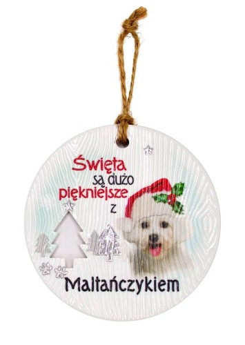 Zawieszka ceramiczna z psem Maltańczyk.jpeg