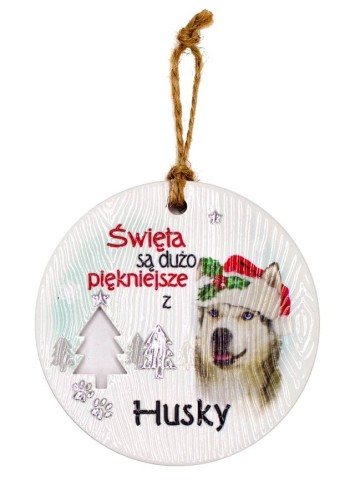 Zawieszka ceramiczna z psem Husky.jpeg