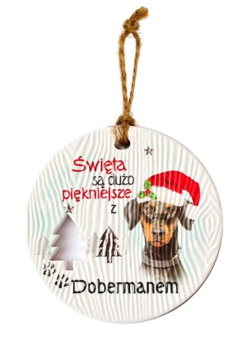 Zawieszka ceramiczna z psem Doberman.jpeg