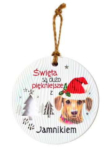 Zawieszka ceramiczna z psem Jamnik.jpeg