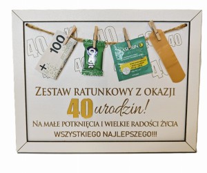 Prezent na 40 urodziny Ramka na pieniądze zestaw ratunkowy