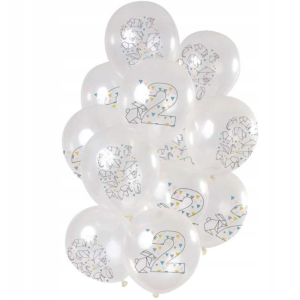 Balony origami na 2 urodziny 12 szt 30 cm
