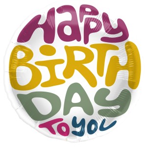 Balon foliowy z nadrukiem Happy Birthday 45 cm  kolorowy