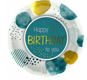 Balon foliowy z nadrukiem Happy Birthday 45 cm  do helu