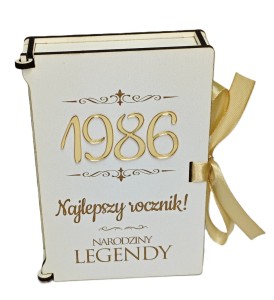 Pudełko na pieniądze  na 40 urodziny z grawerem 1986