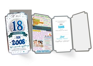 Kartka z rokiem urodzenia na prezent z okazji 18 urodzin