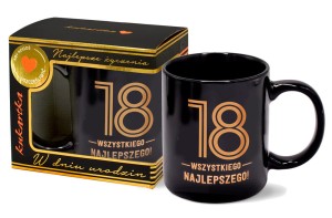 Kubek porcelanowy na 18 urodziny do kawy i herbaty