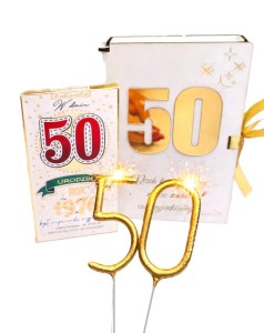 Pudełko na pieniądze na 50 urodziny zestaw prezentowy