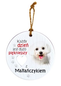 Ceramiczna zawieszka z psem rasy Maltańczyk