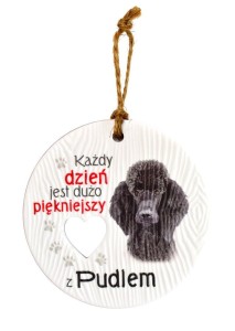 Ceramiczna zawieszka z psem rasy Pudel z Pudlem czarnym