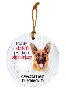 Ceramiczna zawieszka z psem rasy owczarek niemiecki