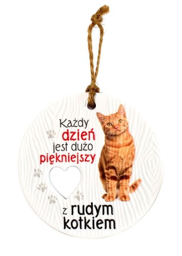 Zawieszka ceramiczna z kotem rudym na prezent.jpeg