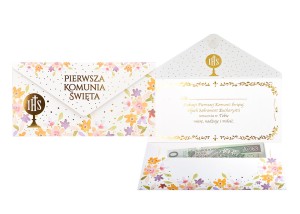 Pamiątka komunijna na pieniądze prezent komunijny dla dziewczynki
