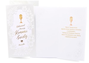 Elegancka kartka komunijna z życzeniami 464