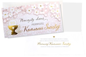 Kartka komunijna bogato zdobiona dla dziewczynki  359