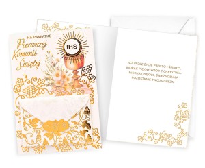 Nowoczesna kartka komunijna z kopertą 1242