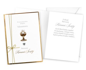 Nowoczesna kartka komunijna z kopertą  i życzeniami 1146