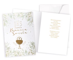 Religijna kartka komunijna z kopertą  i życzeniami  960
