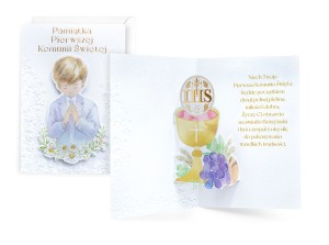 Religijna kartka komunijna z kopertą dla chłopca 024