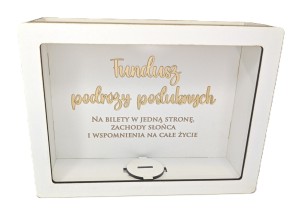 Prezent na ślub rocznicę ślubu skarbonka z szybką