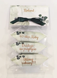 Podziękowania dla gości krówki komunijne na urodziny z winietką
