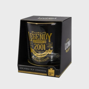 Szklanka do whisky z rocznikiem 2001 na urodziny 