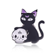 Pin przypinka metalowa do ubrania KOT CZARNY CZASZKA Halloween