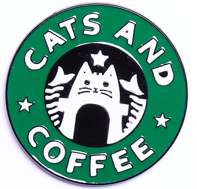 Pin przypinka metalowa do ubrania kot i kawa coffee 93