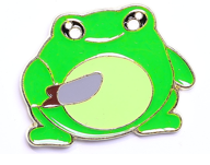 Pin przypinka metalowa do ubrania Żaba z nożem 113