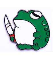 Pin przypinka metalowa do ubrania żaba z nożem 122