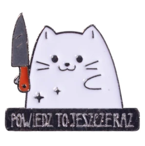 Pin przypinka metalowa do ubrania kot z nożem 126