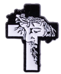 Pin przypinka metalowa do ubrania Krzyż Jezus 127