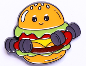 Pin przypinka metalowa do ubrania Hamburger z hantlami 148